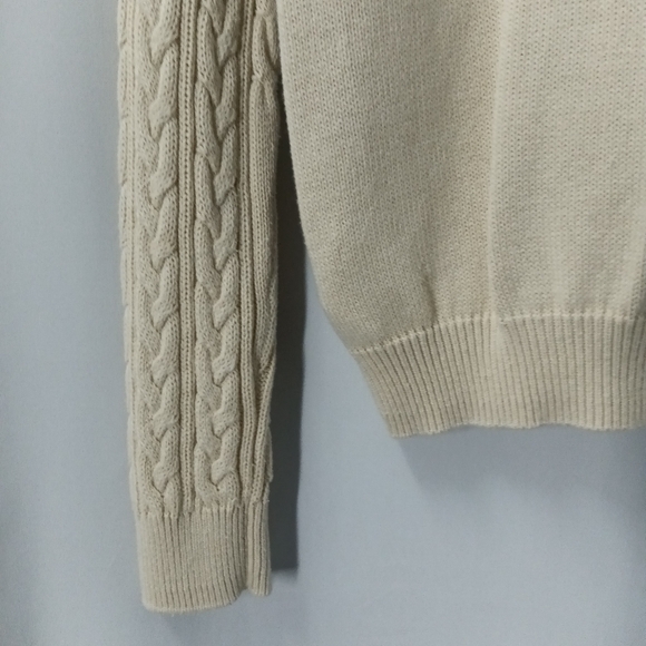 H&M Cable Knit Layering Fisherman Sweater Light Beige Size Medium - Picture 6 of 7